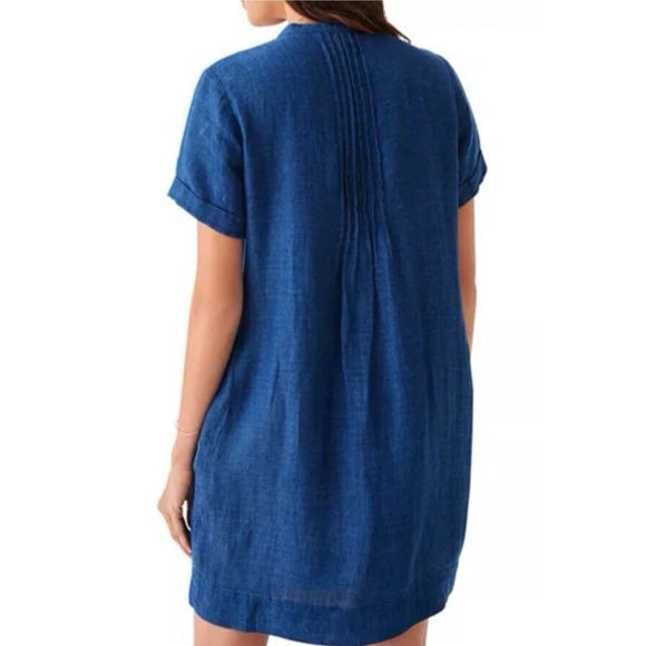 Faherty Gemina Linen Basketweave Dress Indigo Blue Size S, NEW NWT, MSRP $178 - Picture 3 of 11